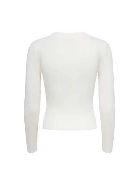 Dzianinowa bluzka Jacqueline De Yong z długim rękawem prążkowana biała