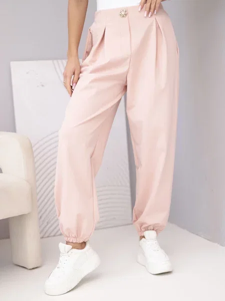 Talie pantaloni Kesi Włoski cu talie înaltă roz