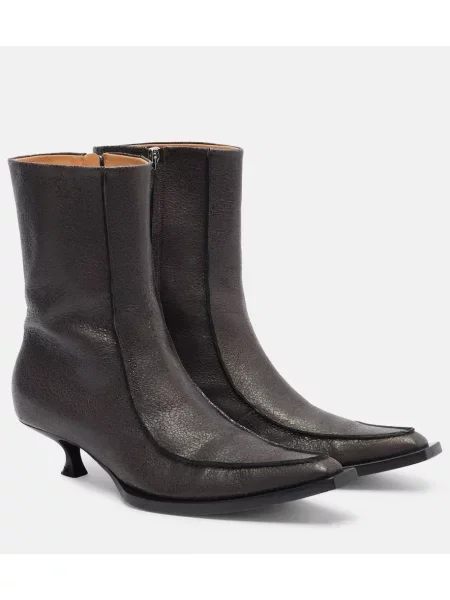 Buty do kostki Calvin Klein Collection skórzane o krotszym kroju brązowe