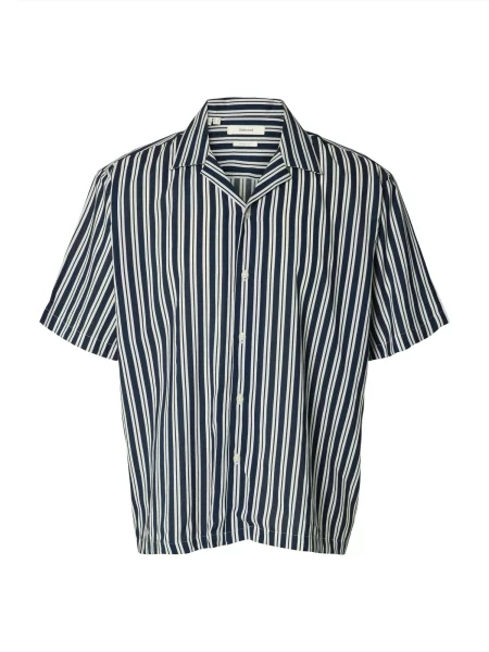 SELECTED Srajca SLHAIR nočno modra bela