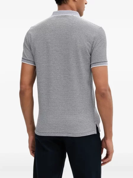 Koszulka Polo Ralph Lauren dwurzędowa zamszowa w paski czarna