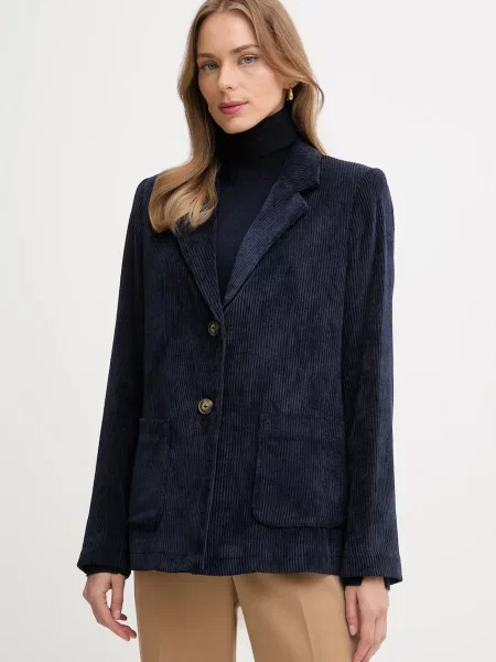 United Colors of Benetton marynarka sztruksowa jednorzędowa gładka granatowy
