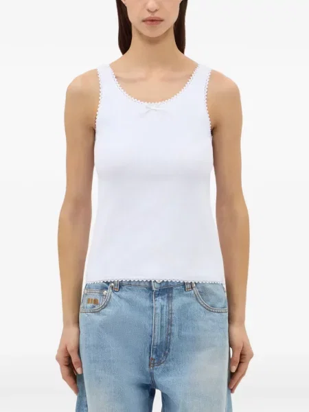 Top Msgm cu funde din dantelă alb