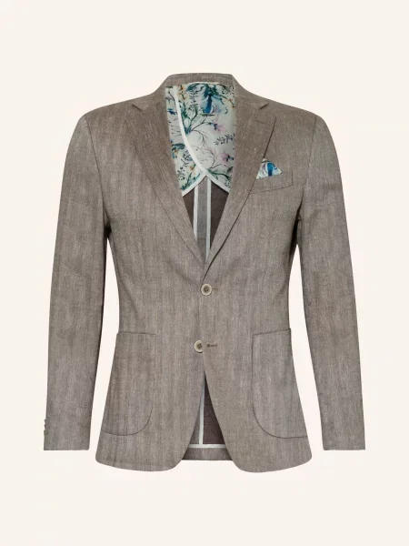 Paul Oblekové Sako Slim Fit Se Lnem brown hnědé