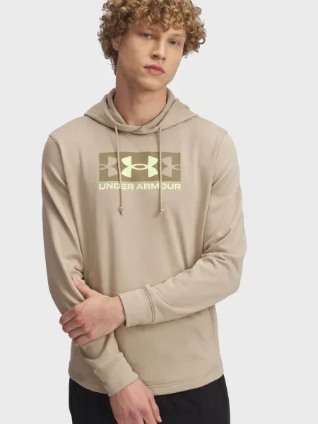 Махровая спортивная кофта Under Armour с капюшоном бежевая
