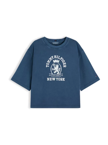 TOMMY HILFIGER Tricou albastru închis alb