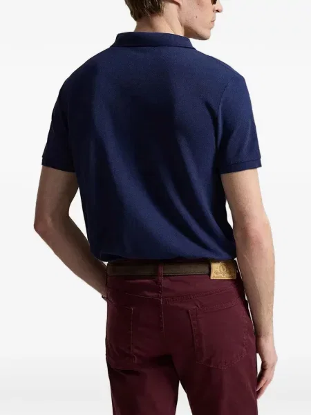 Dugo mrežasta polo majica Polo Ralph Lauren s kapuljačom crna