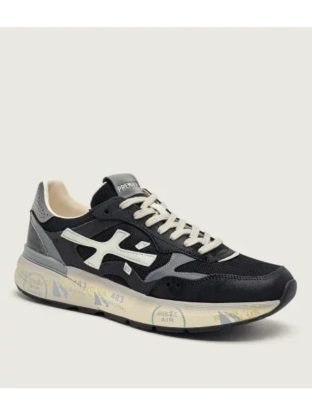 Premiata Sneakers Mick | piele întoarsă cu adaos de piele negru