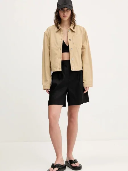 Вовняні шорти HUGO однотонна висока посадка чорний