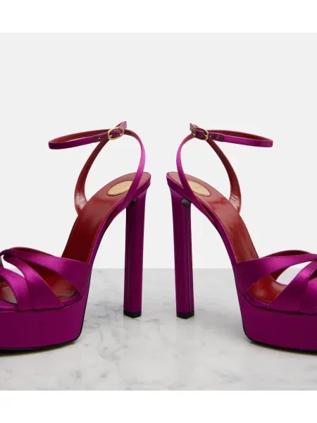 Sandale Saint Laurent din satin violet