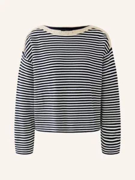 Oui Svetr S Flitry tmavě modrá bílá