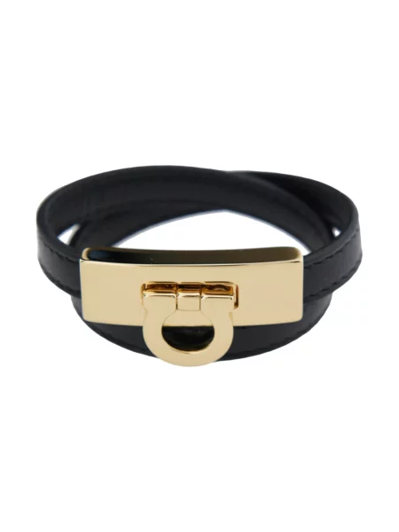 Bransoletka Salvatore Ferragamo skórzana czarna