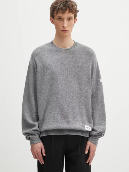 NEIGHBORHOOD pulover de cașmir Cashmere Crewneck Sweater gri