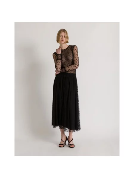 Spódnica midi Alberta Ferretti w grochy tiulowa czarna