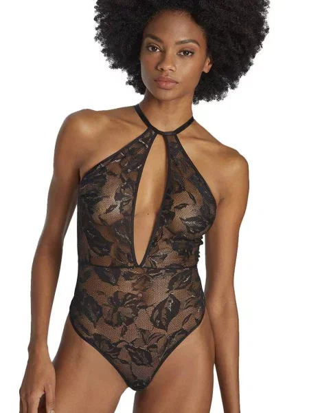 Кружевное боди чорне