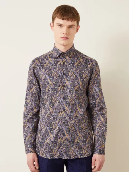 Etro Košile S Klasickým Střihem tmavě / fialová / tmavě žlutá modrá