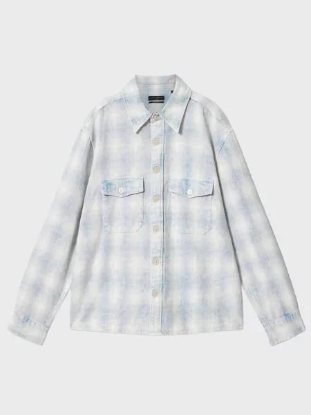 Клетчатая рубашка Allsaints голубая