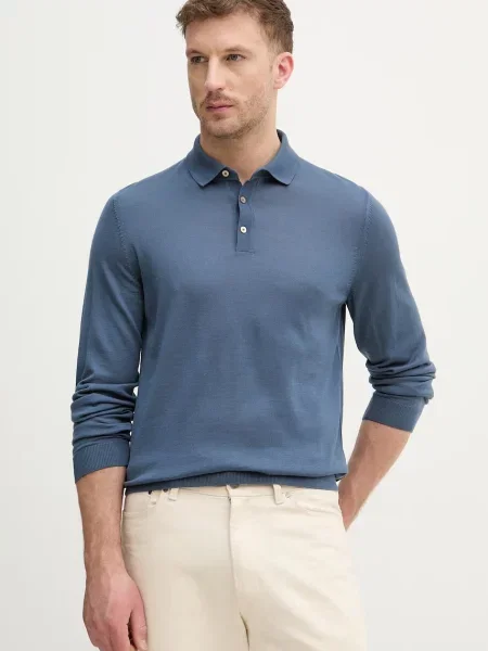 BOSS pulover de lana Lancione albastru