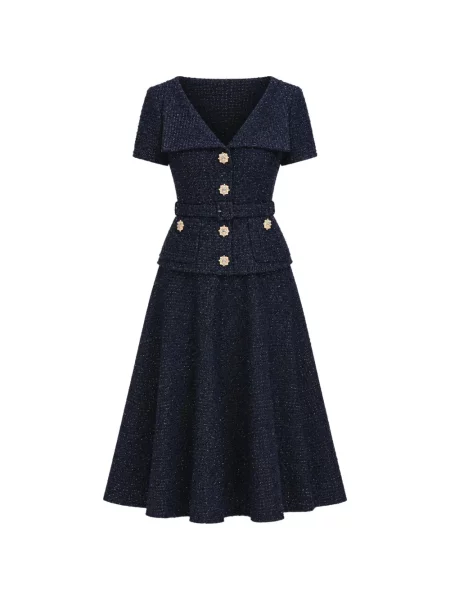 Rochie midi Self-portrait albastru