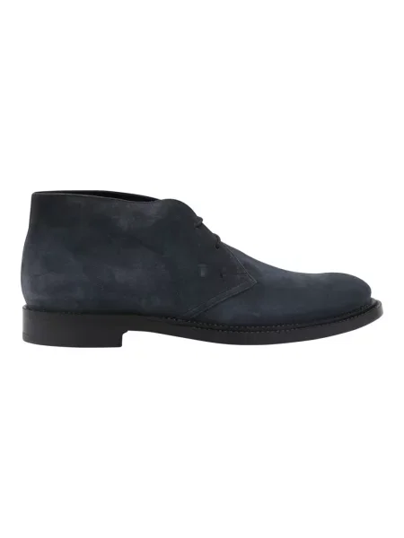 Botki Tod's zamszowe na płaskim obcasie niebieskie