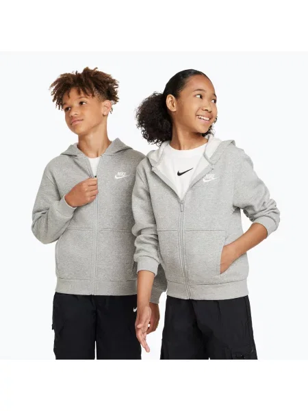 Nike Mikinová Bunda Club světle šedá bílá