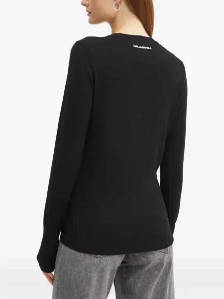 Top Karl Lagerfeld cu broderie negru