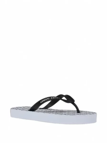 Șlapi Armani Exchange cu imagine alb