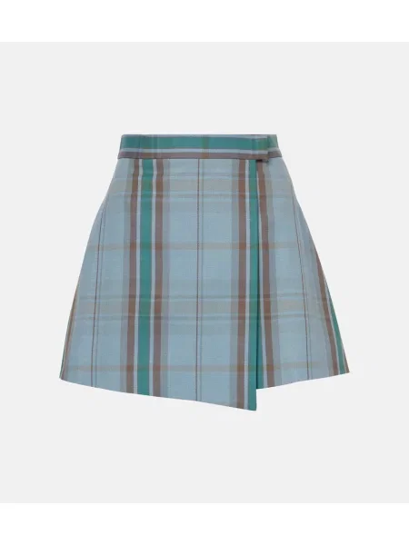 Lniana spódnica Vivienne Westwood w kratkę niebieska