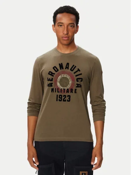 Aeronautica Militare Majica z dolgimi rokavi Khaki