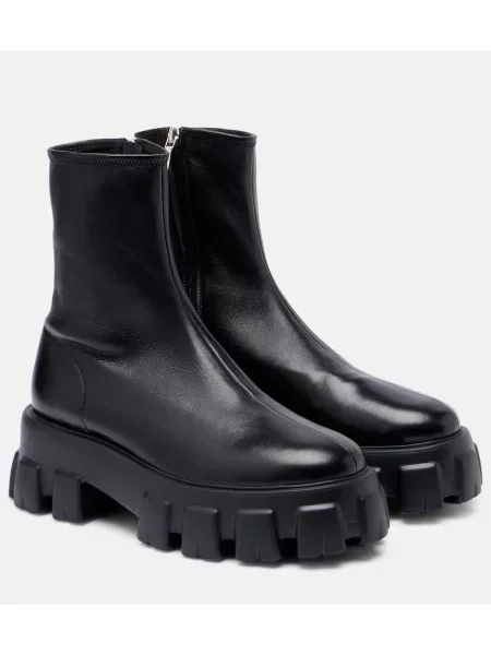 Cropp cizme scurte Prada din piele negru