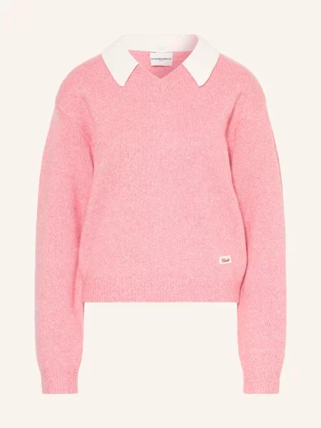 Claudie Pierlot Sweter Z Odpinanym Kołnierzem pink różowy