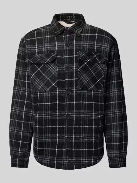 Kurtka koszulowa o kroju regular fit z nakładanymi na piersi Redefined Rebel czarna