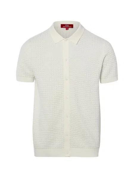 Finshley & Harding London koszulka polo z dzianiny Mężczyźni wypukły wzór tkaniny S biały