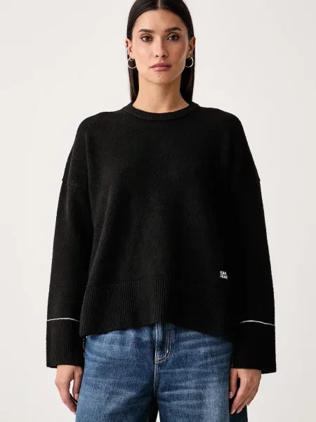Karl Lagerfeld Jeans pulover pentru femei cu lână alb