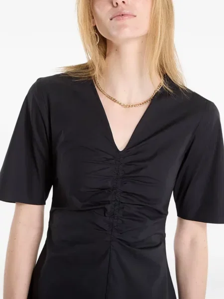 Rochie mini Samsøe Samsøe cu decolteu în V cu volane negru