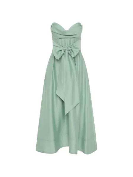 Rochie midi Rebecca Vallance cu funde până la genunchi fără bretele verde