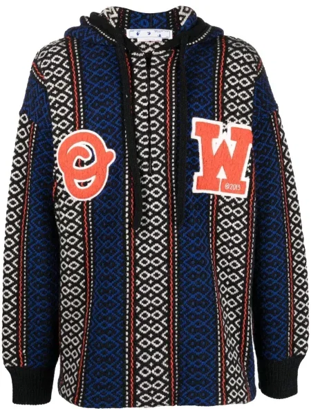 Суичър с качулка Off-white от алпака вълна бяло