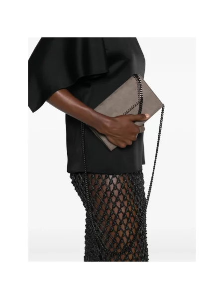 Stella McCartney FALABELLA torebka crossbody z imitacji zamszu szara