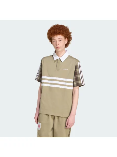 ADIDAS ORIGINALS Tričko Tartan khaki / olivová bílá