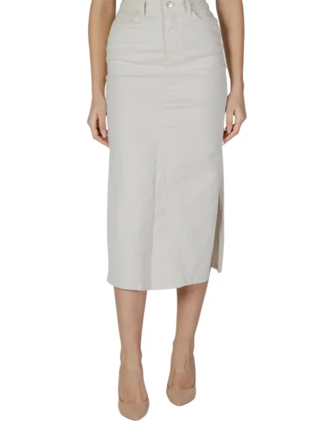 Spódnica midi Vila do kolan beżowa