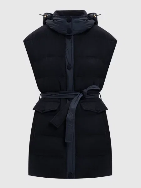 Подовжений пуховий жилет з шовку та вовни Be Florence синій