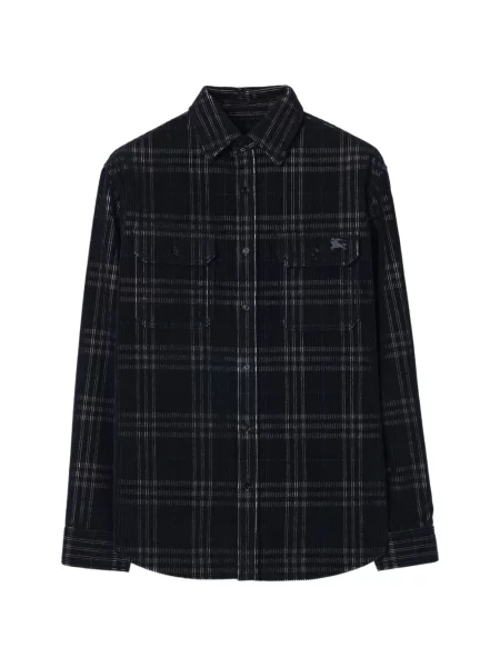 Cămașă Burberry de catifea cord în carouri albastru