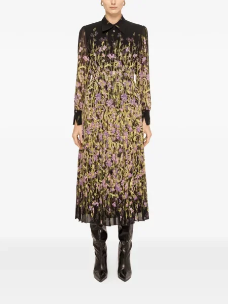 Rochie midi Nissa cu imagine plisată până la genunchi negru