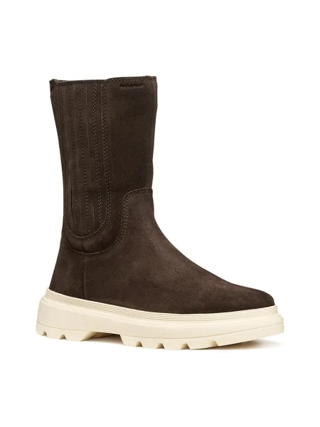 Geox cizme din piele întoarsă pentru copii KIDDARTAH maro