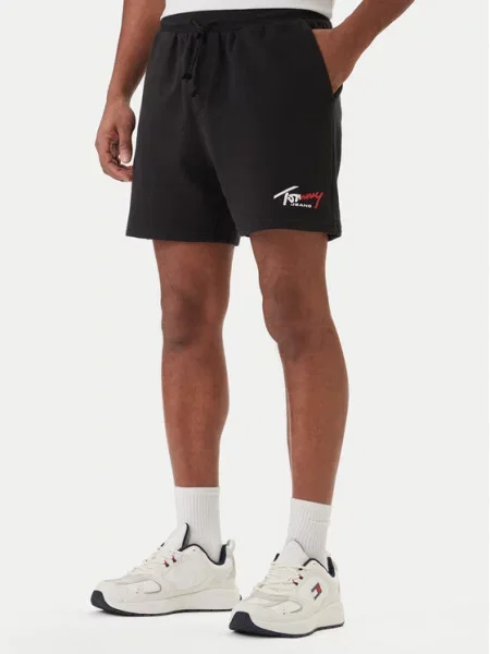 Tommy Jeans Спортни шорти Signature черен