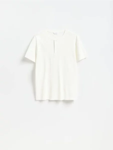 Reserved Tricou henley slim fit crem