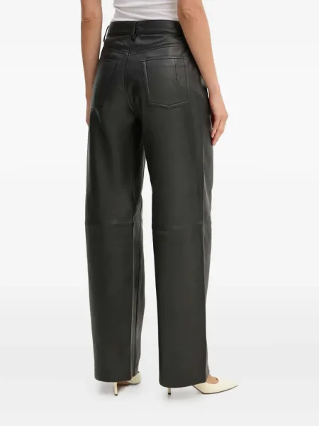 Pantaloni Won Hundred din piele plisate negru