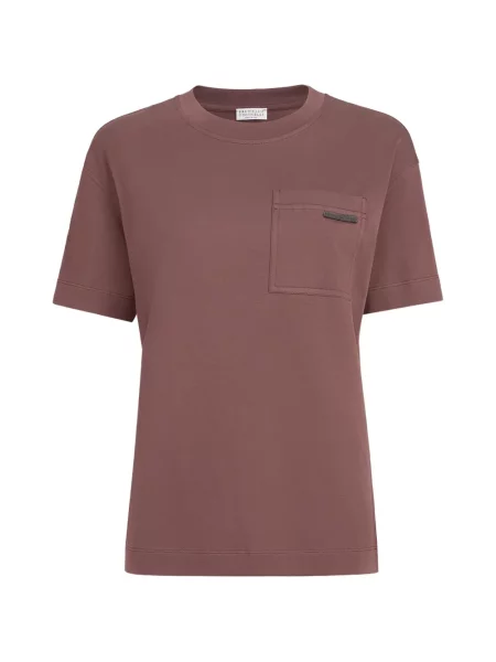 Tricou Brunello Cucinelli din jerseu maro