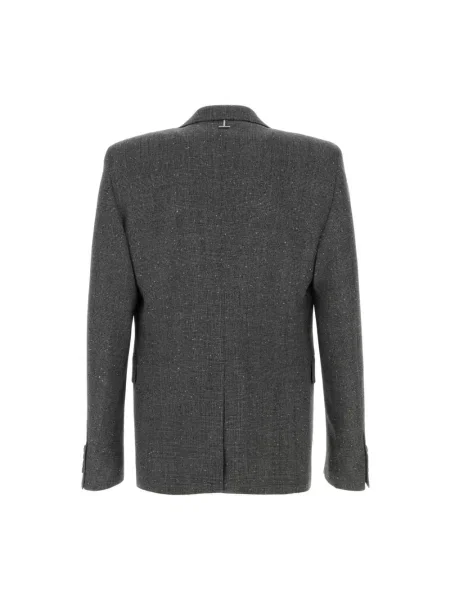 Haftowany lniany garnitur Alexander Mcqueen w kratę szary