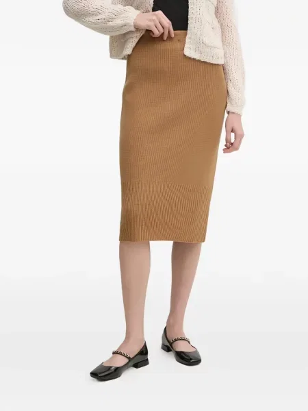 Fustă midi Sisley tricotate maro